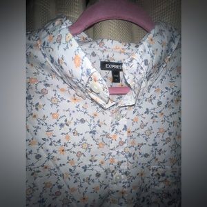 Express men’s long sleeve button down floral shirt